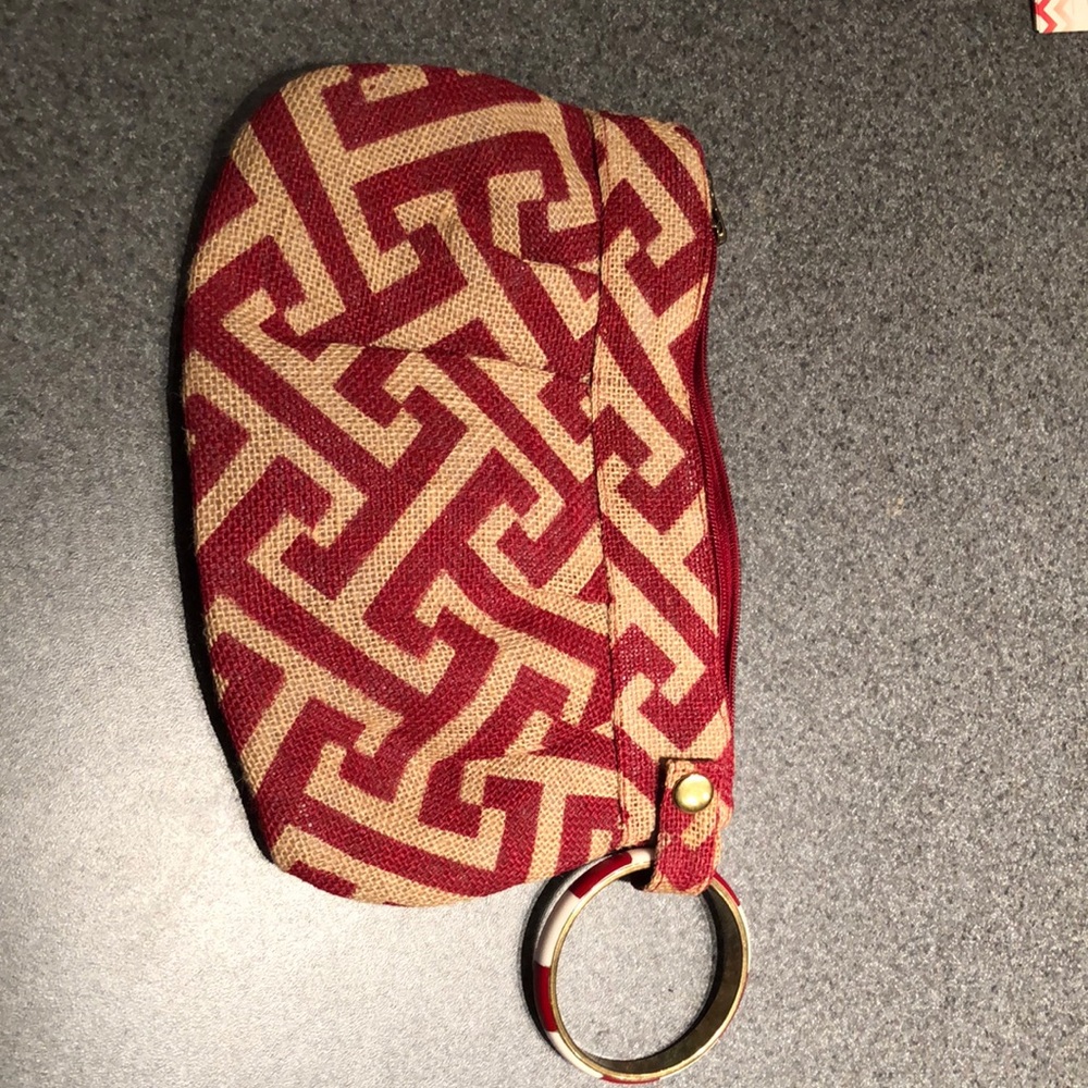 Mud Pie Burlap wrist purse